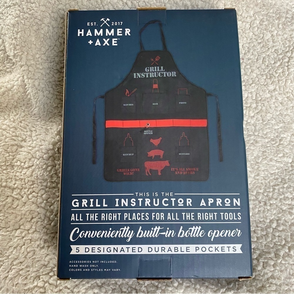 NWT Hammer & Axe Grilling Apron with sewn-in utility belt and bottle opener - Picture 4 of 4